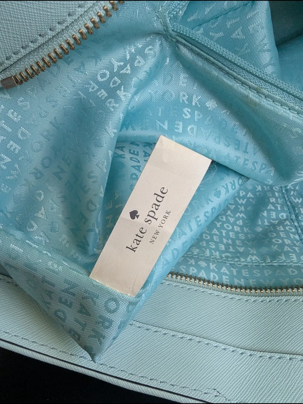 kate spade Light Blue Perforated Leather Tote